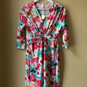 Pink Blush Aqua Pink Floral Twist Maternity Dress